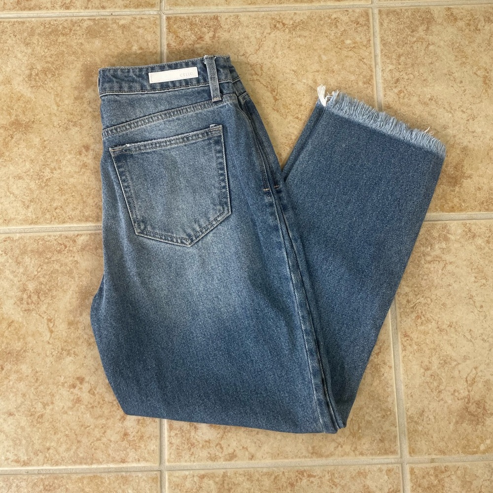 Cello Classic Straight Leg Mom Blue Jeans